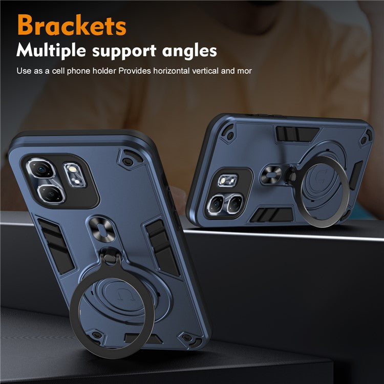 For Infinix Hot 50i 4G Case Rotatable Kickstand PC+TPU Drop Protection Phone Cover - Blue