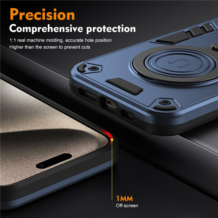 For Infinix Hot 50i 4G Case Rotatable Kickstand PC+TPU Drop Protection Phone Cover - Blue