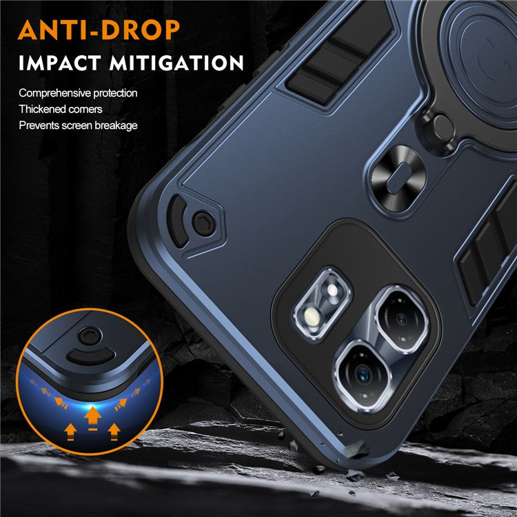 For Infinix Hot 50i 4G Case Rotatable Kickstand PC+TPU Drop Protection Phone Cover - Blue