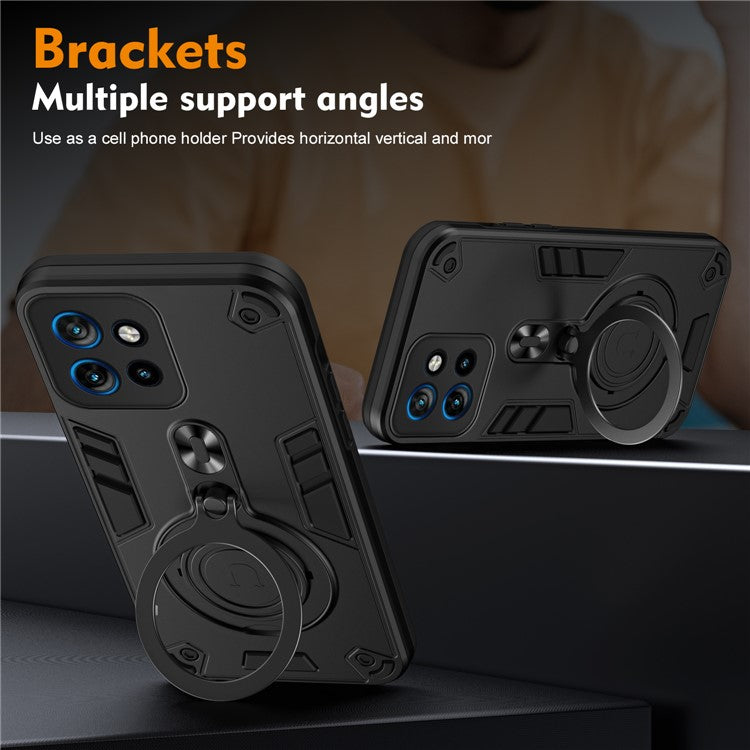 Phone Case For Motorola Thinkphone 25 5G / Edge 50 Neo 5G / Moto S50 5G PC+TPU Drop Protection Cover with Rotatable Kickstand - Black