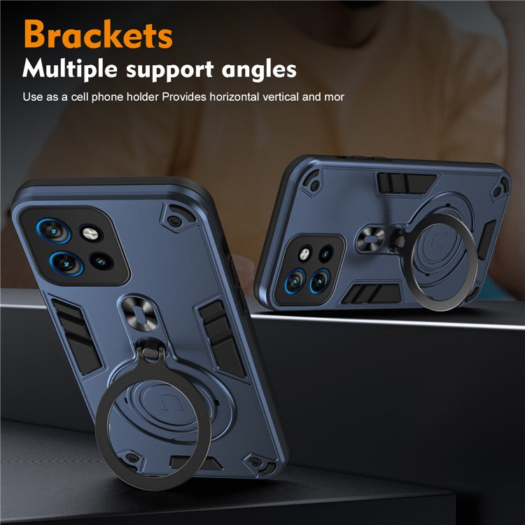 Phone Case For Motorola ThinkPhone 25 5G / Edge 50 Neo 5G / Moto S50 5G PC+TPU Drop Protection Cover with Rotatable Kickstand - Blue