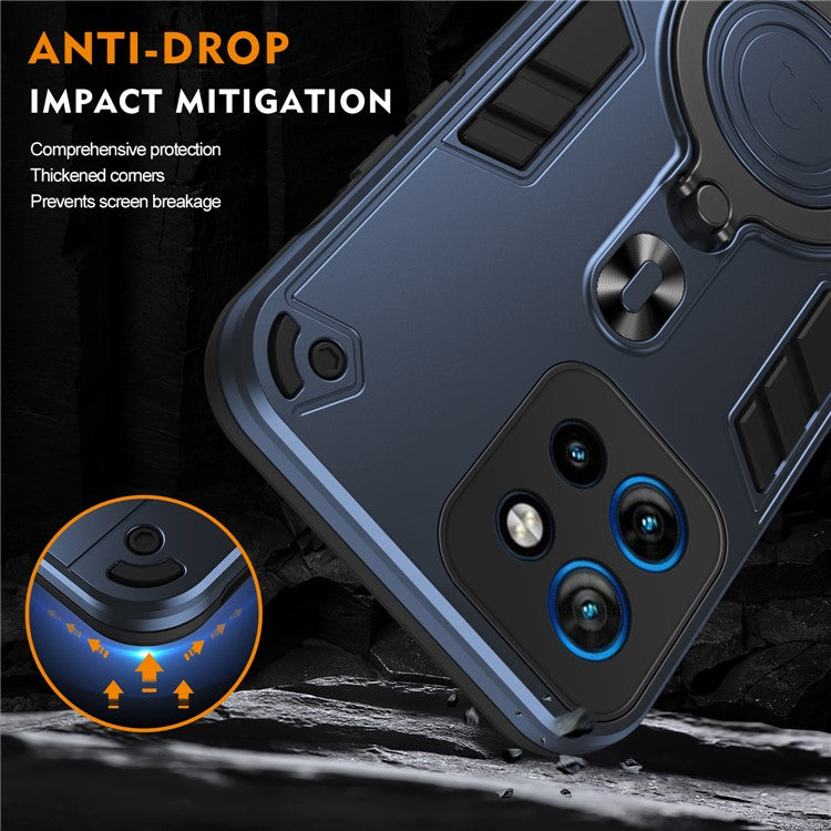 Phone Case For Motorola ThinkPhone 25 5G / Edge 50 Neo 5G / Moto S50 5G PC+TPU Drop Protection Cover with Rotatable Kickstand - Blue