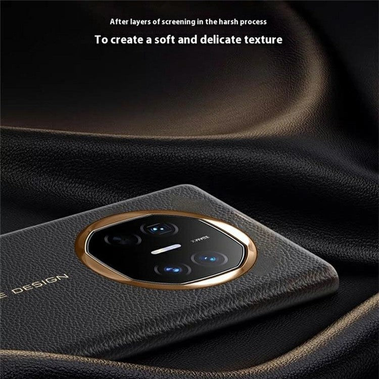 For Huawei Mate X6 Case View Window Auto Wake / Sleep Leather Flip Phone Cover Litchi Texture - Ivory White