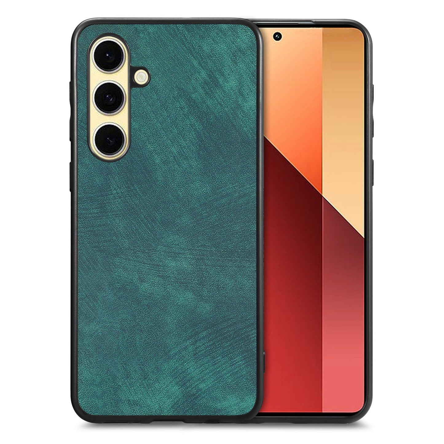 For Samsung Galaxy S25+ Case Shockproof Slim Retro Leather Phone Back Cover - Green
