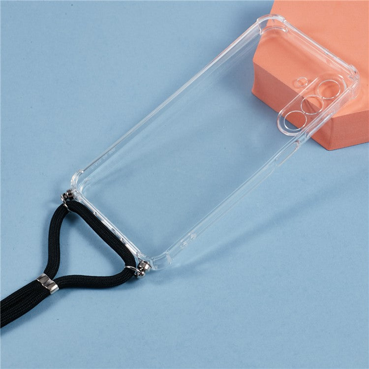 For Samsung Galaxy A26 5G Case Reinforced Corner TPU Clear Phone Cover with Lanyard