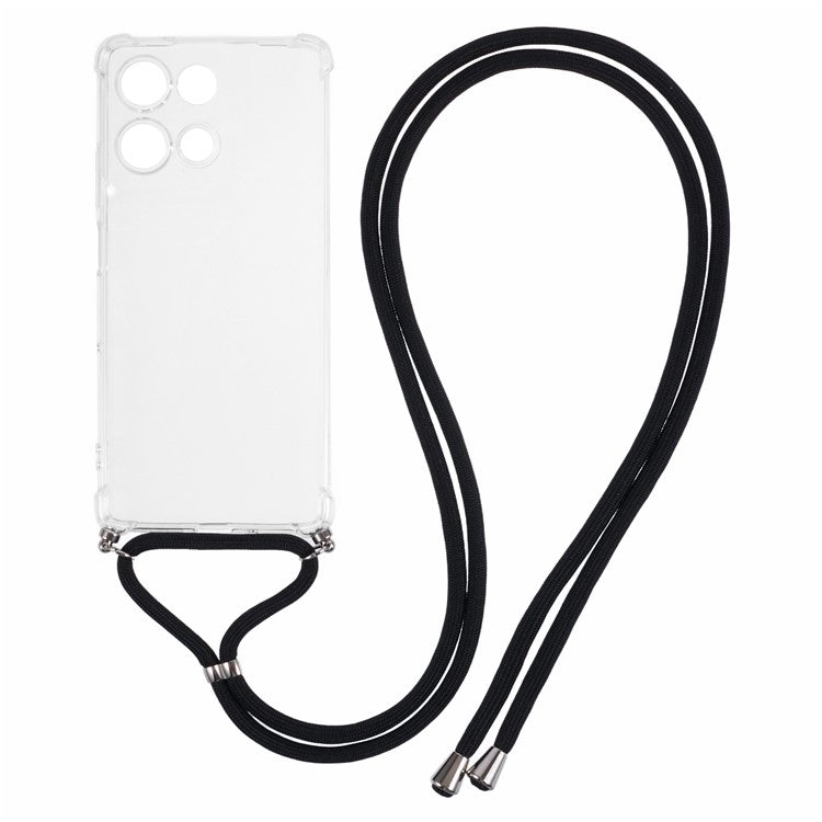 For Motorola Moto G75 5G Case Reinforced Corner TPU Clear Phone Cover with Lanyard