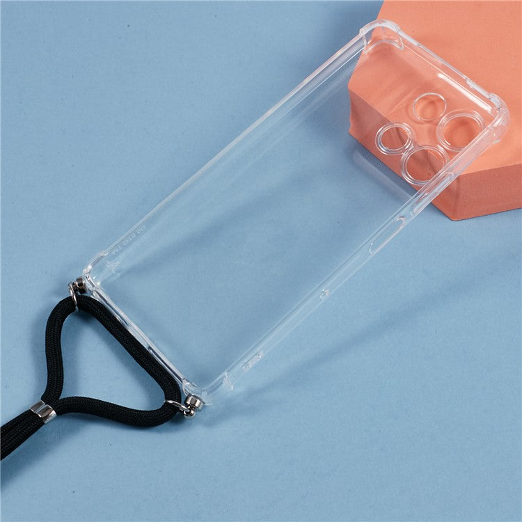 For Motorola Moto G75 5G Case Reinforced Corner TPU Clear Phone Cover with Lanyard