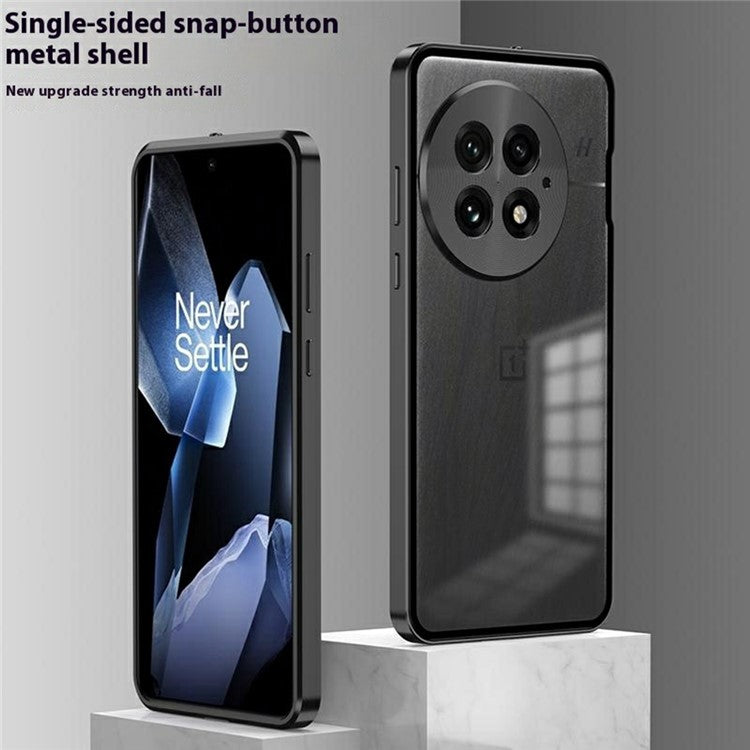 For OnePlus 13 Matte Case Aluminium Alloy+PC Phone Cover Pop-Up Snap Lock - Blue