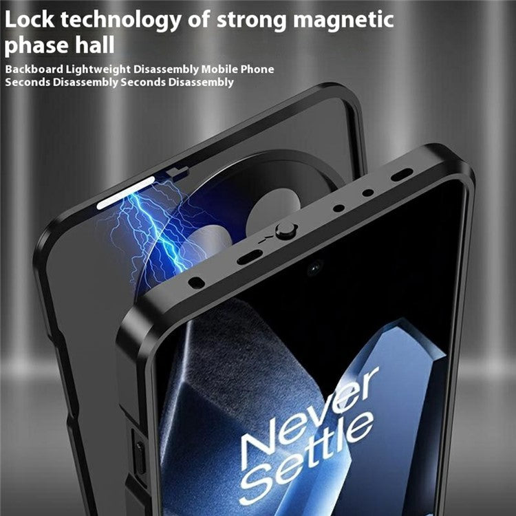 For OnePlus 13 Matte Case Aluminium Alloy+PC Phone Cover Pop-Up Snap Lock - Blue