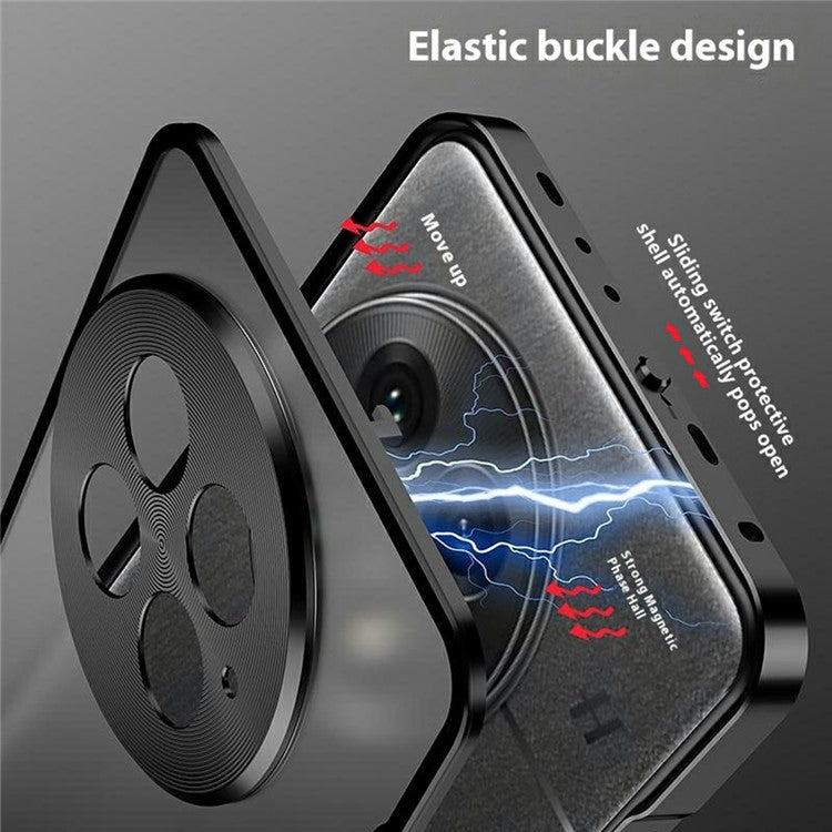 For OnePlus 13 Matte Case Aluminium Alloy+PC Phone Cover Pop-Up Snap Lock - Silver