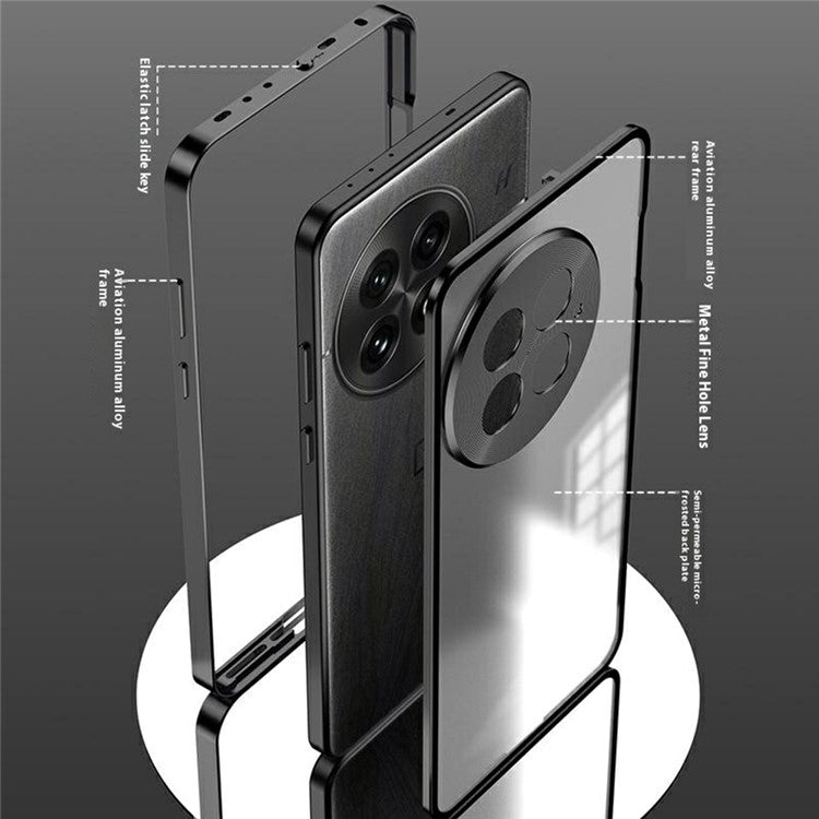 For OnePlus 13 Matte Case Aluminium Alloy+PC Phone Cover Pop-Up Snap Lock - Silver