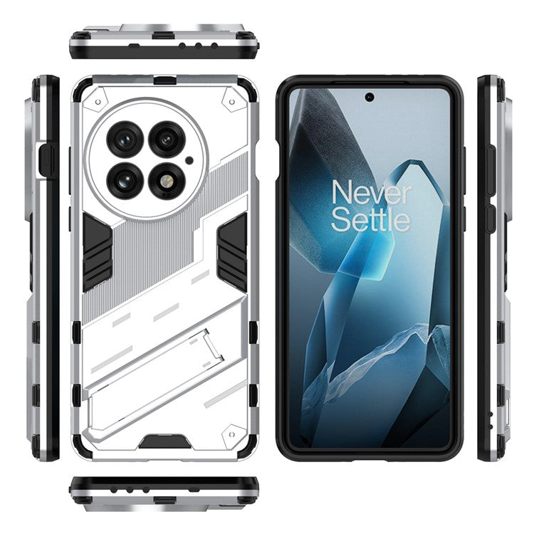 For OnePlus 13 Case PC+TPU Shockproof Phone Cover with Kickstand - White