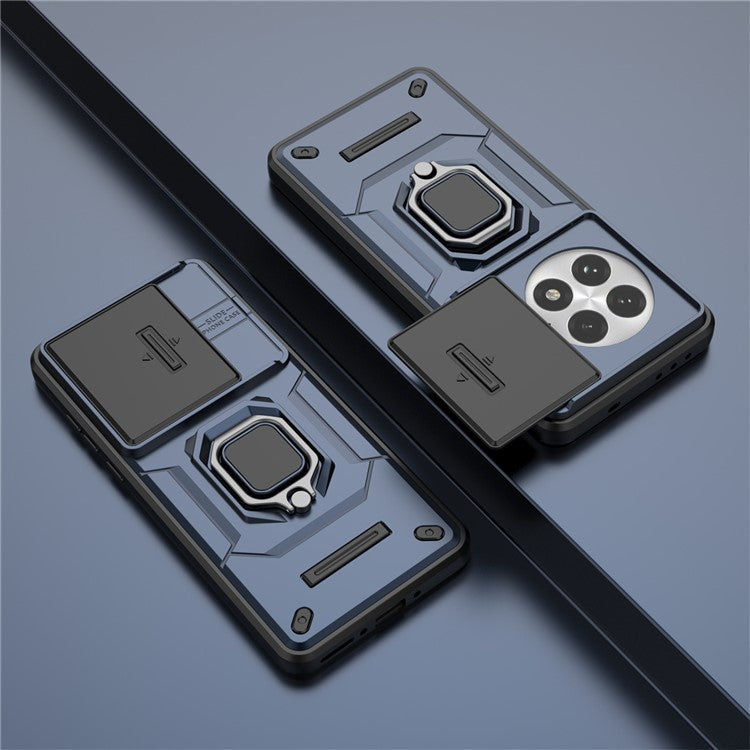 For OnePlus 13 Case PC+TPU Kickstand Phone Protector with Lens Cover - Blue