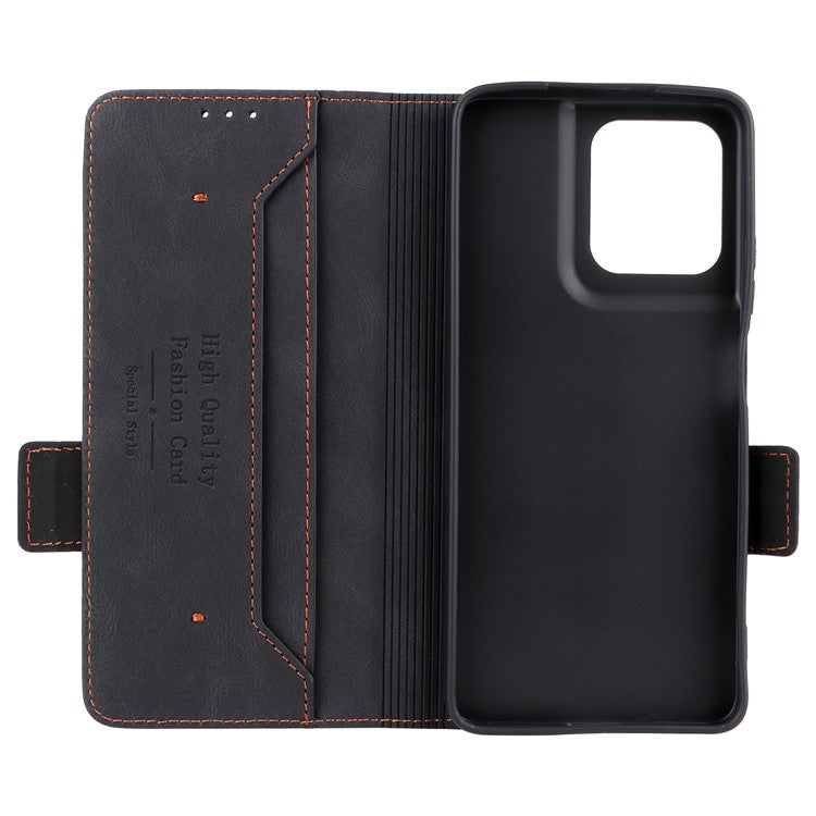 For Motorola Moto G75 5G Case Leather Wallet Flip Phone Cover with Hardware Decor - Black