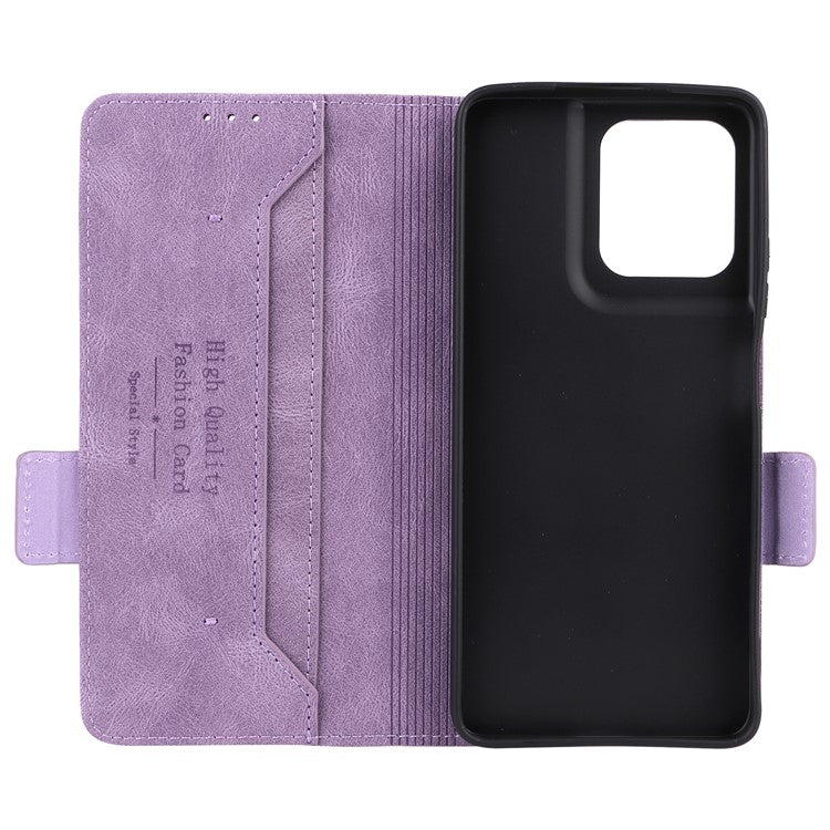 For Motorola Moto G75 5G Case Leather Wallet Flip Phone Cover with Hardware Decor - Purple