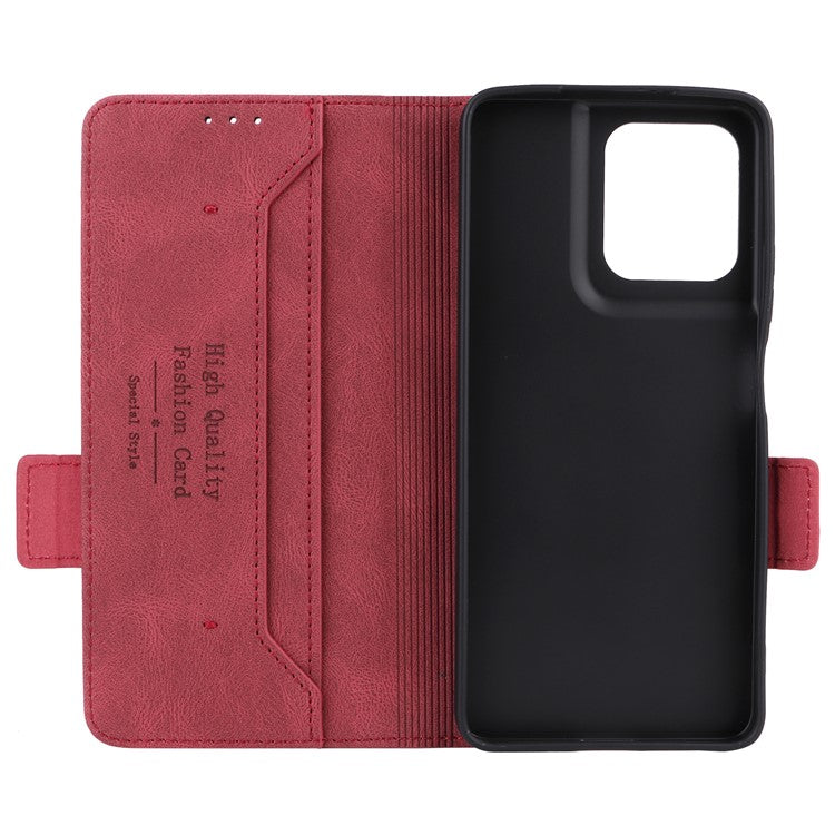 For Motorola Moto G75 5G Case Leather Wallet Flip Phone Cover with Hardware Decor - Rose