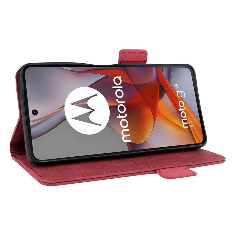 For Motorola Moto G75 5G Case Leather Wallet Flip Phone Cover with Hardware Decor - Rose
