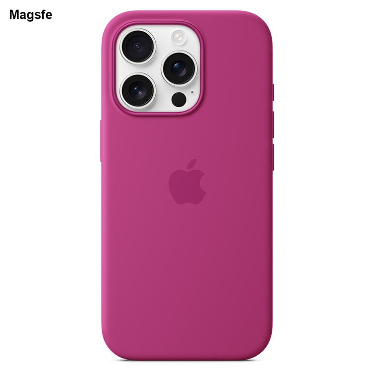 For iPhone 16 Pro Case Silicone Magnetic Phone Cover Compatible with MagSafe - Moonlit Red