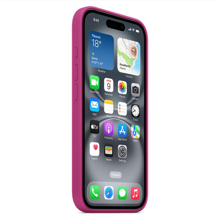 For iPhone 16 Pro Case Silicone Magnetic Phone Cover Compatible with MagSafe - Moonlit Red