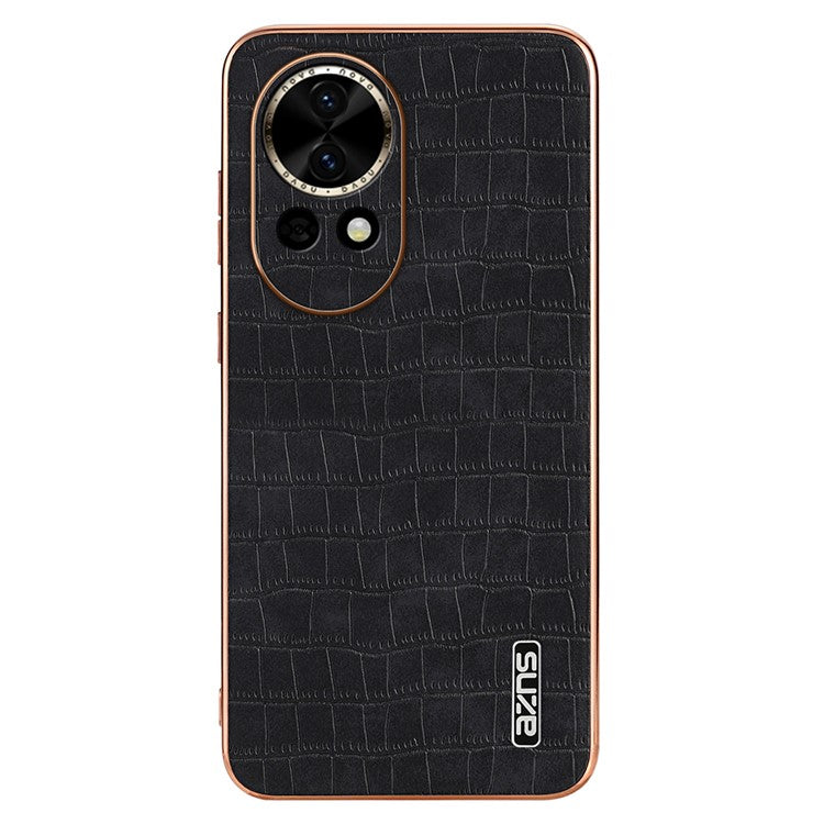 AZNS For Huawei nova 13 5G Case Electroplating Crocodile Texture PU+TPU Phone Cover - Black