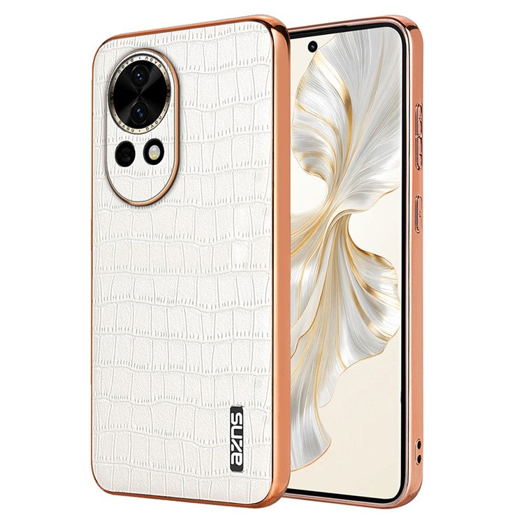 AZNS For Huawei nova 13 5G Case Electroplating Crocodile Texture PU+TPU Phone Cover - White