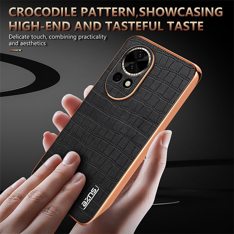 AZNS For Huawei nova 13 5G Case Electroplating Crocodile Texture PU+TPU Phone Cover - White