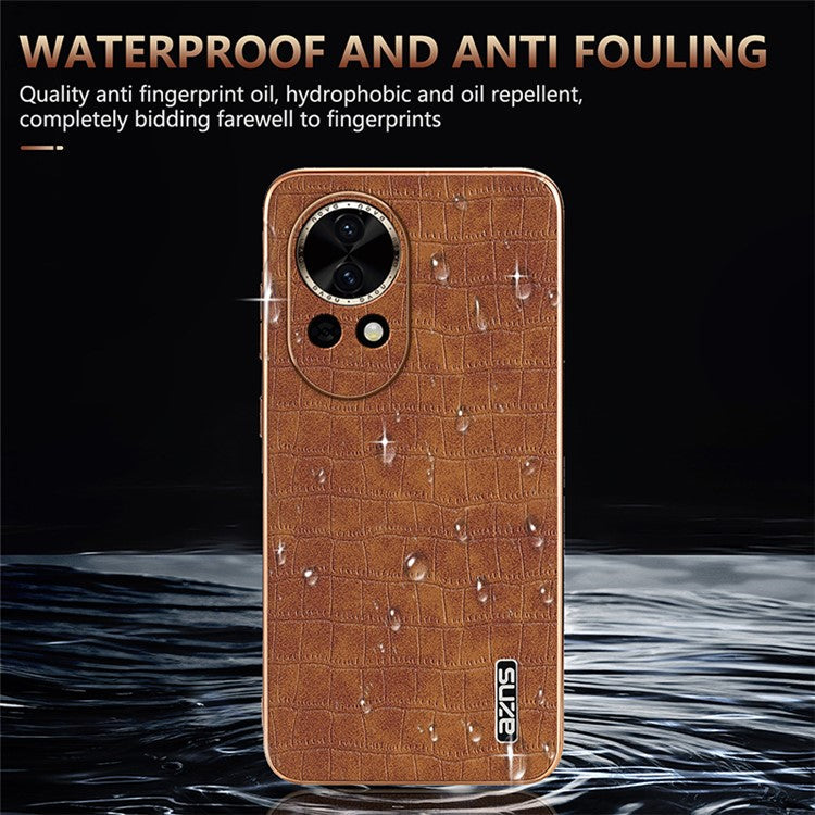 AZNS For Huawei nova 13 5G Case Electroplating Crocodile Texture PU+TPU Phone Cover - Green