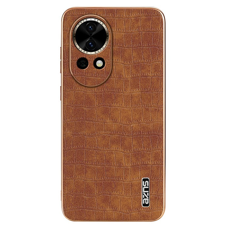 AZNS For Huawei nova 13 5G Case Electroplating Crocodile Texture PU+TPU Phone Cover - Brown