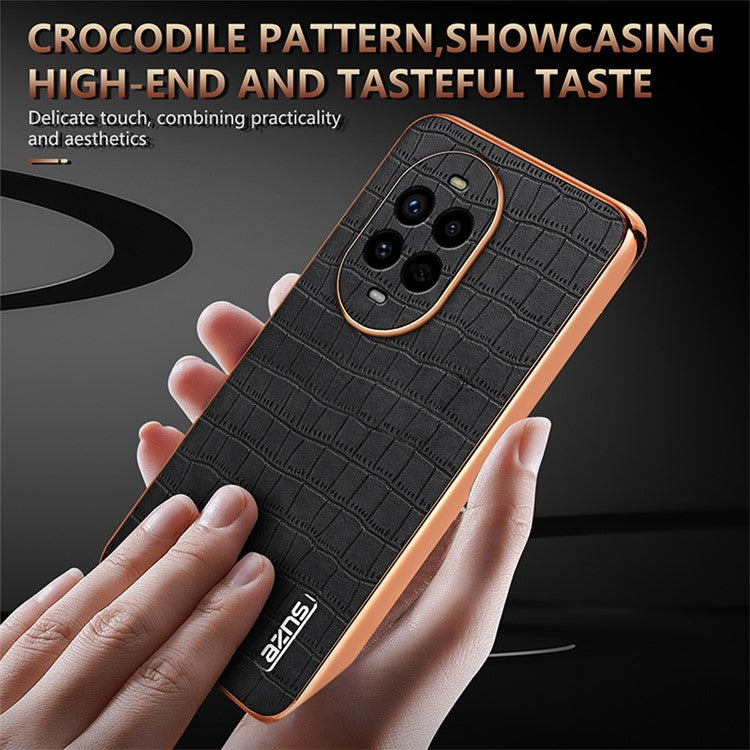AZNS For Huawei nova 13 Pro 5G Case Electroplating Crocodile Texture PU+TPU Phone Cover - Black