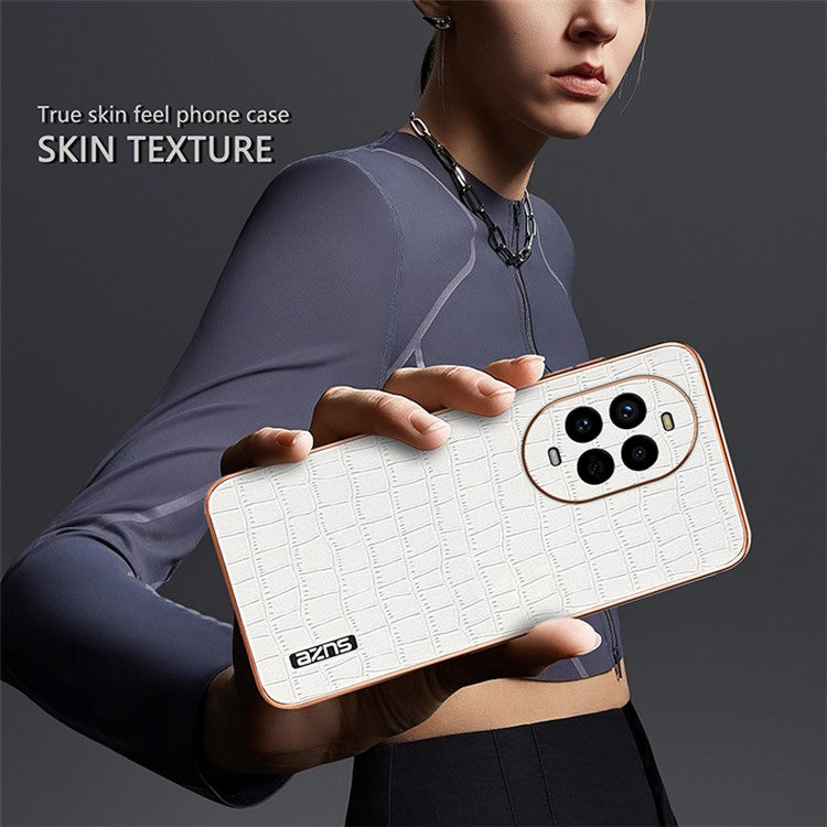 AZNS For Huawei nova 13 Pro 5G Case Electroplating Crocodile Texture PU+TPU Phone Cover - White
