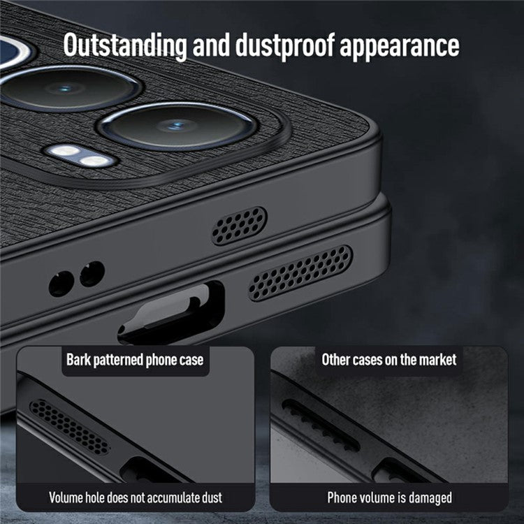 For vivo Y19s 4G Case Wood Texture PU Leather Coated PC+TPU Phone Cover - Grey