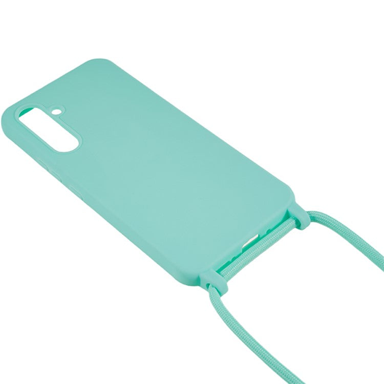For Samsung Galaxy S25+ Case TPU Soft Shockproof Phone Cover with Adjustable Lanyard - Mint Green