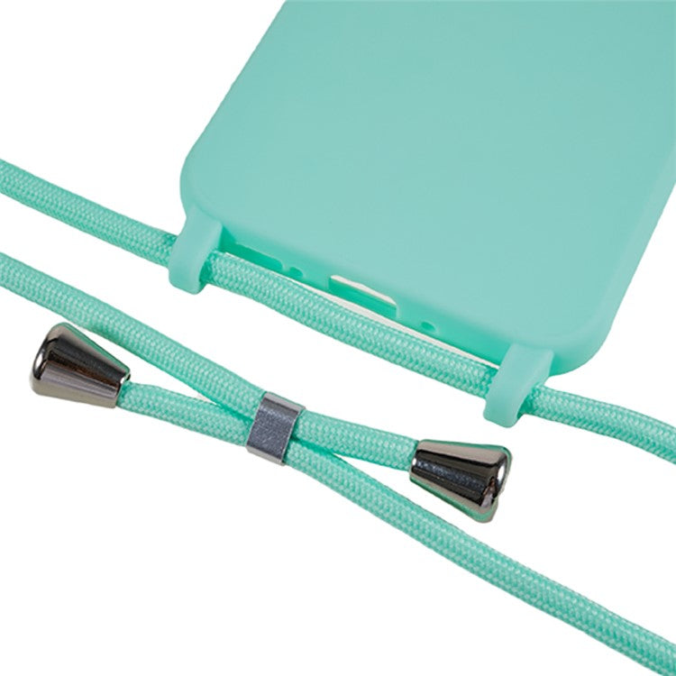 For Samsung Galaxy S25+ Case TPU Soft Shockproof Phone Cover with Adjustable Lanyard - Mint Green