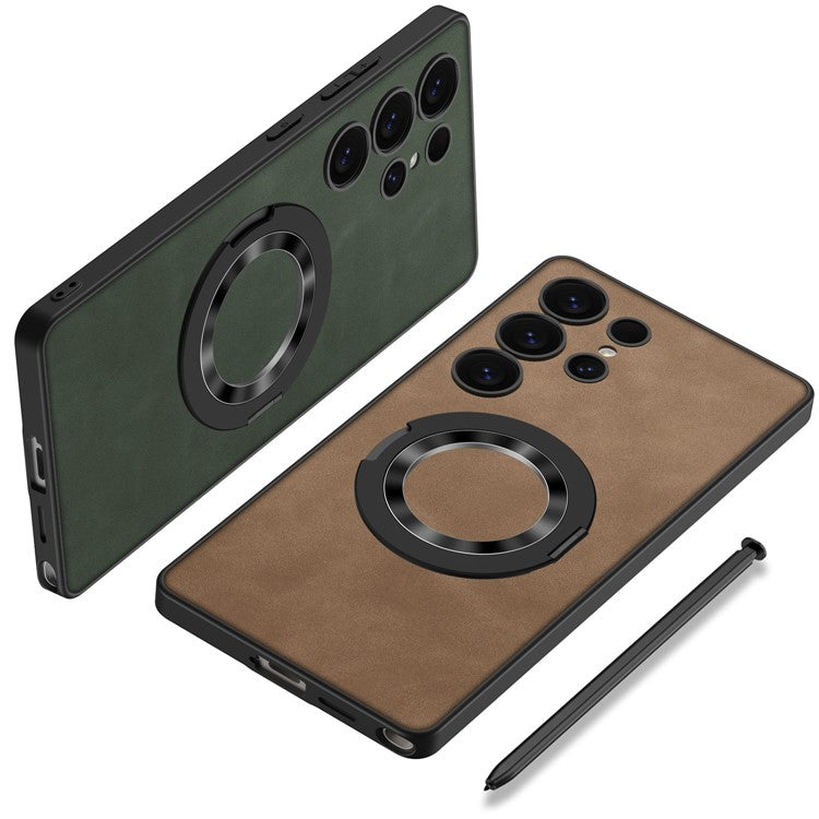 GKK For Samsung Galaxy S25 Ultra Case Compatible with MagSafe Phone Back Cover with Kickstand - Green