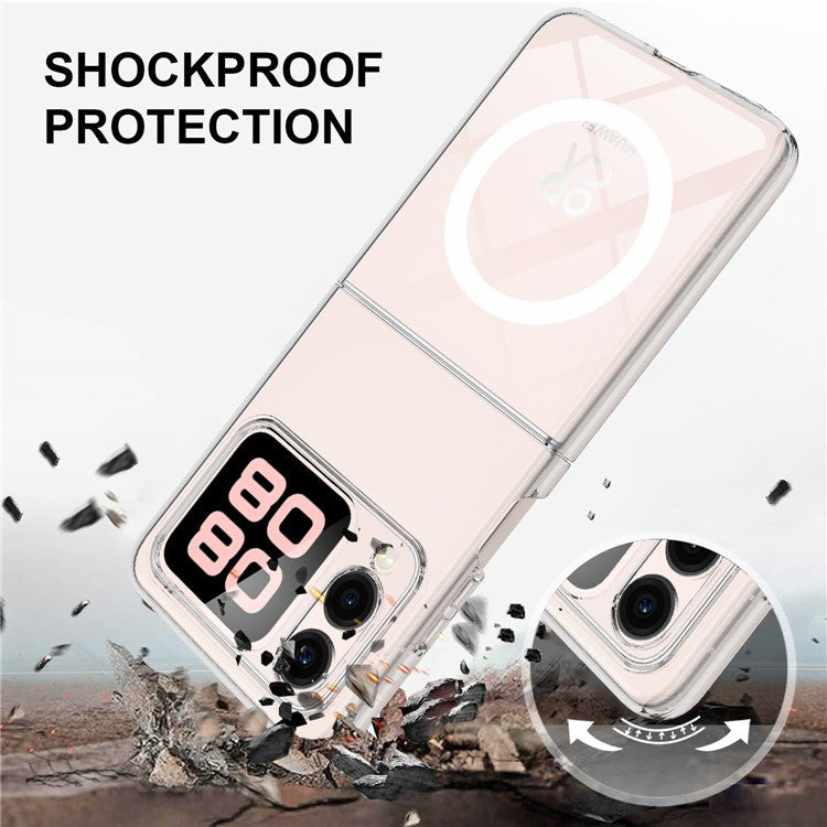 For Huawei nova Flip 5G Clear Case TPU+Acrylic Magnetic Phone Cover Compatible with MagSafe