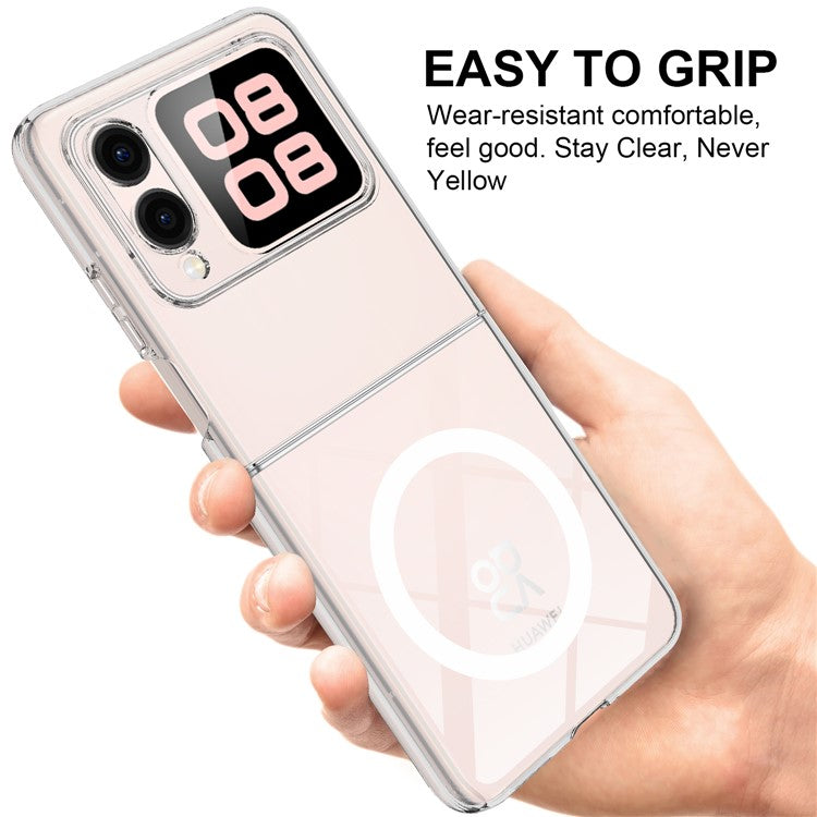 For Huawei nova Flip 5G Clear Case TPU+Acrylic Magnetic Phone Cover Compatible with MagSafe
