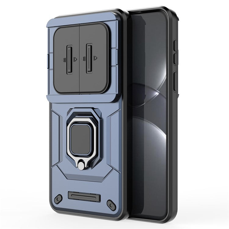 For Huawei Mate 70 Pro+ / 70 Pro Case PC+TPU Kickstand Phone Protector with Lens Cover - Blue