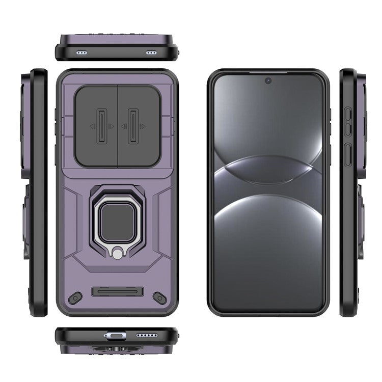 For Huawei Mate 70 Pro+ / 70 Pro Case PC+TPU Kickstand Phone Protector with Lens Cover - Purple