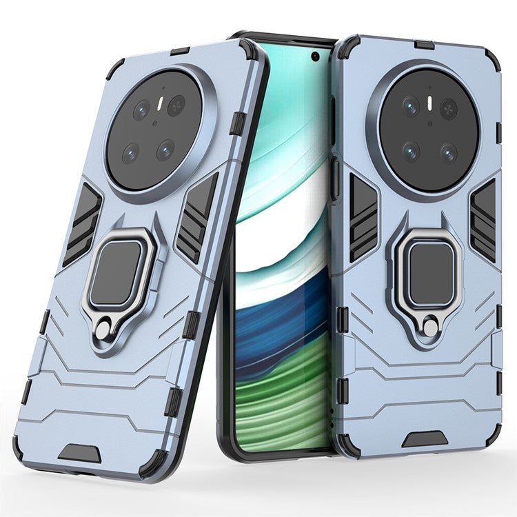 For Huawei Mate 70 Case PC+TPU Protective Phone Cover with Ring Kickstand - Blue