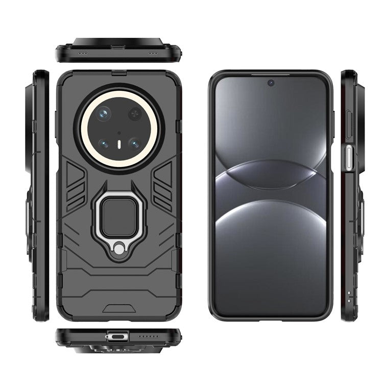 For Huawei Mate 70 Pro+ / 70 Pro Case PC+TPU Protective Phone Cover with Ring Kickstand - Black