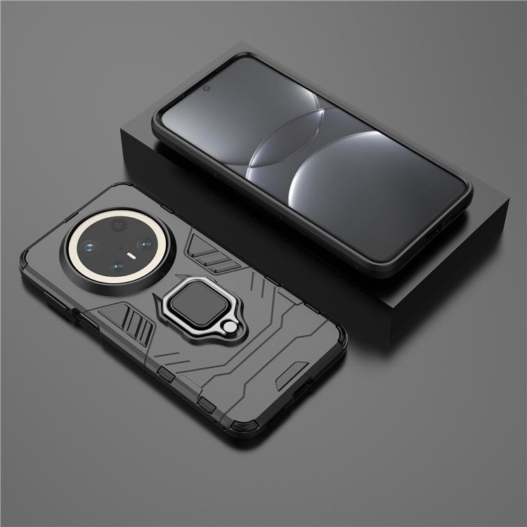 For Huawei Mate 70 Pro+ / 70 Pro Case PC+TPU Protective Phone Cover with Ring Kickstand - Black