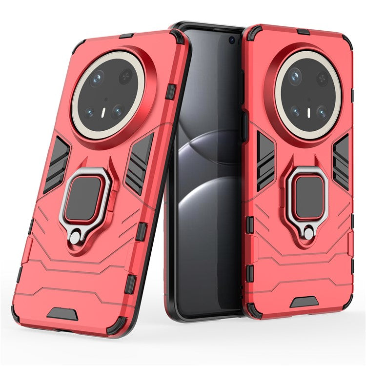For Huawei Mate 70 Pro+ / 70 Pro Case PC+TPU Protective Phone Cover with Ring Kickstand - Red