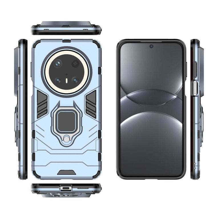 For Huawei Mate 70 Pro+ / 70 Pro Case PC+TPU Protective Phone Cover with Ring Kickstand - Blue