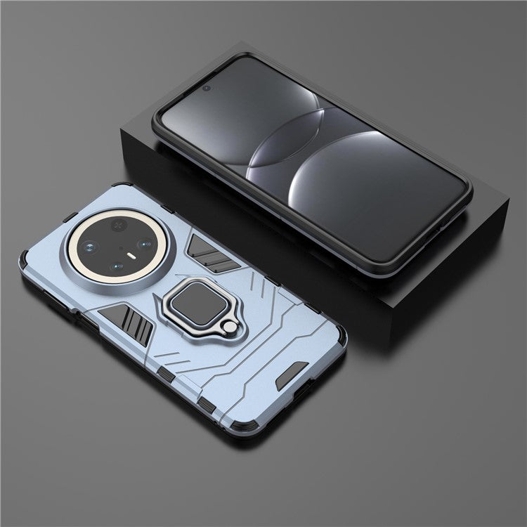 For Huawei Mate 70 Pro+ / 70 Pro Case PC+TPU Protective Phone Cover with Ring Kickstand - Blue