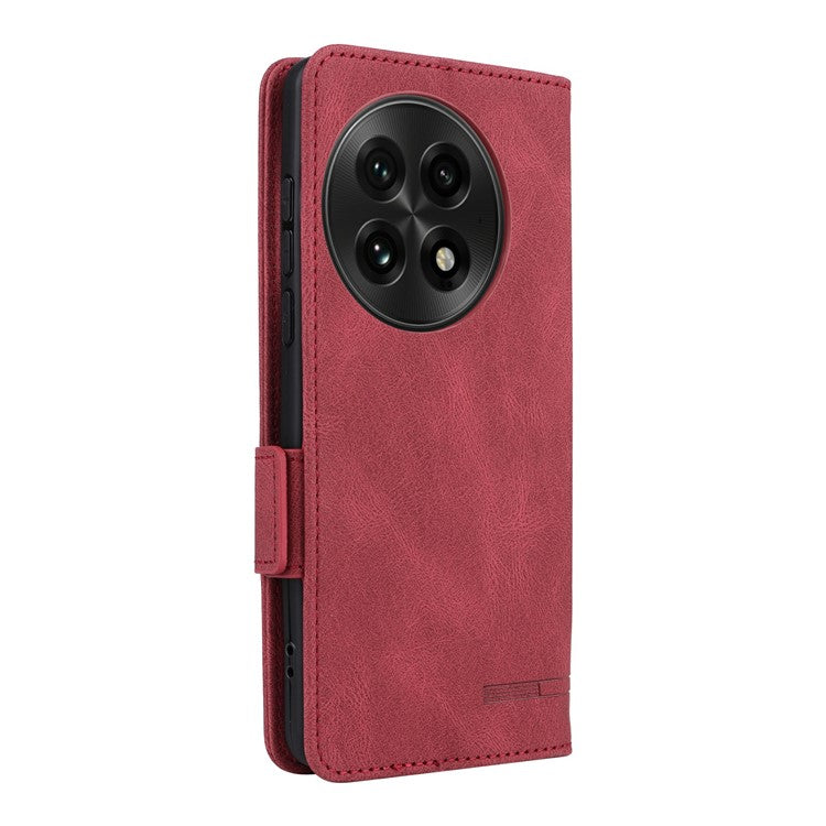 For OnePlus 13 Case Leather Wallet Flip Phone Cover with Hardware Decor - Rose