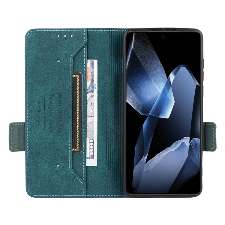 For OnePlus 13 Case Leather Wallet Flip Phone Cover with Hardware Decor - Blue