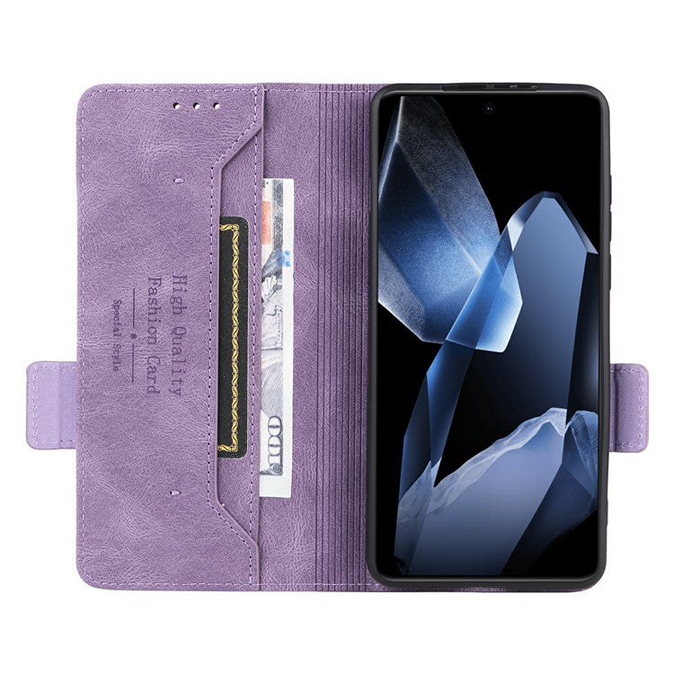 For OnePlus 13 Case Leather Wallet Flip Phone Cover with Hardware Decor - Purple