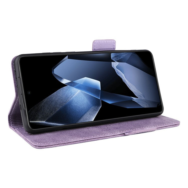 For OnePlus 13 Case Leather Wallet Flip Phone Cover with Hardware Decor - Purple