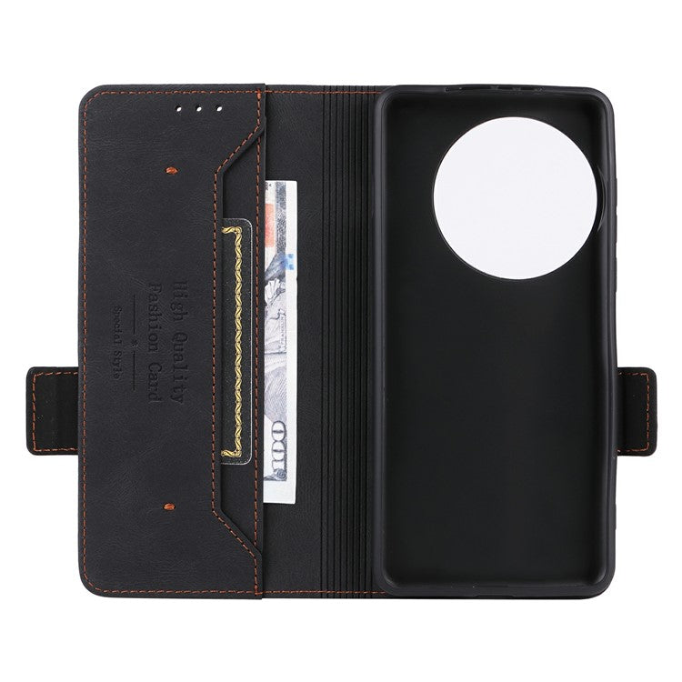 For OnePlus 13 Case Leather Wallet Flip Phone Cover with Hardware Decor - Black