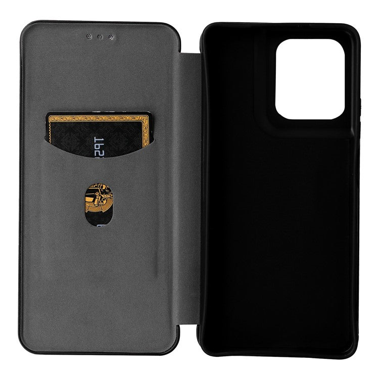 For Motorola Moto G75 5G Case Carbon Fiber Texture Drop-Proof PU Leather Phone Cover - Black